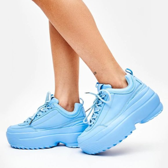 Like NEW Berness Chill Rec League Platform Sneakers, Baby Blue, Size 6 - Picture 2 of 9